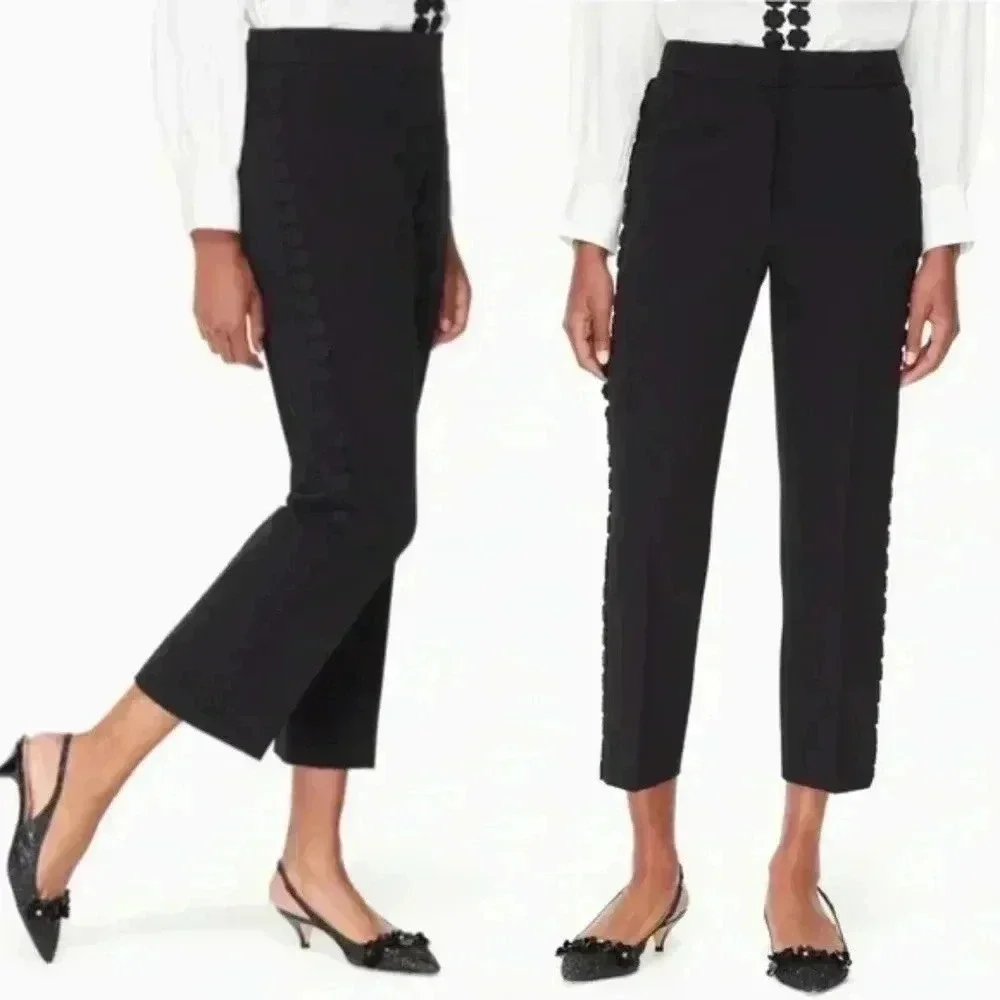 Kate Spade Lace Trim Cigarette Trousers - Black